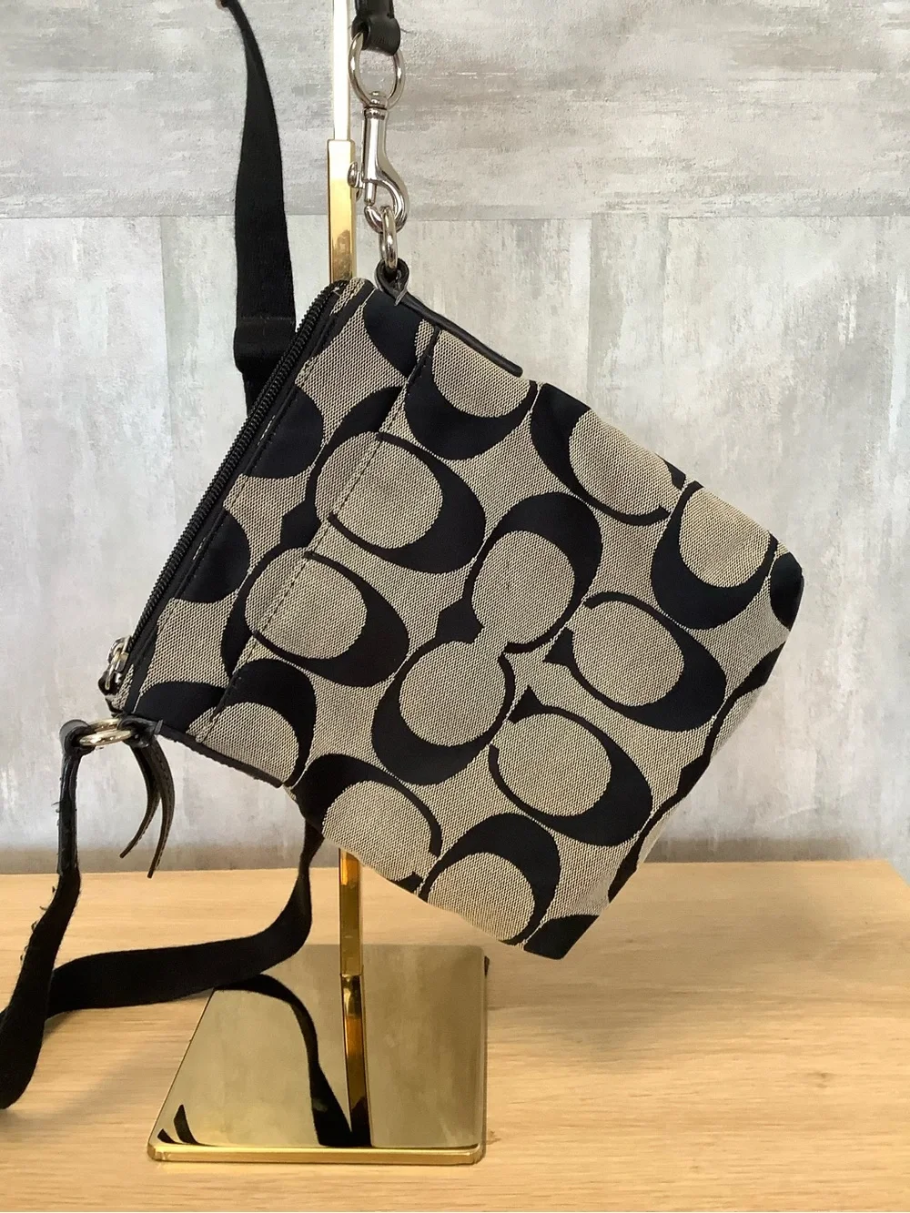 Coach Black and Tan Signature Canvas Crossbody